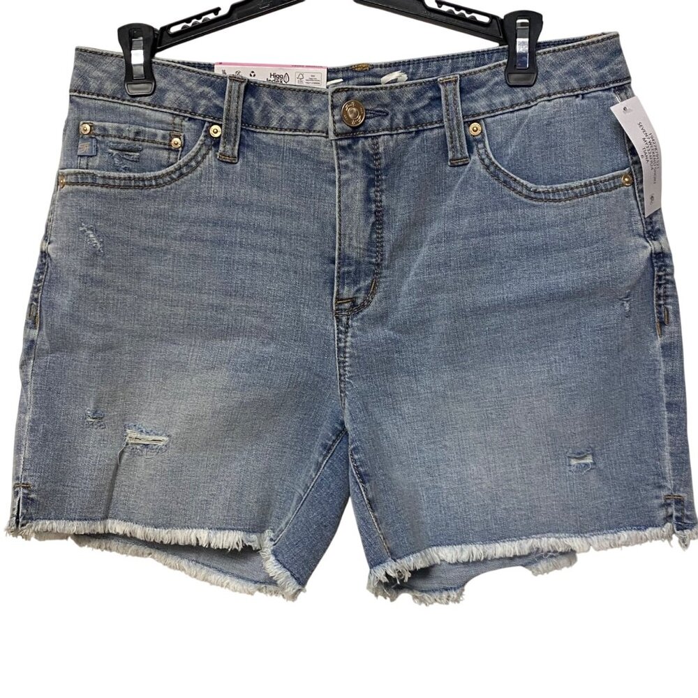 Seven7 Womens Fray Hem Denim Shorts 5" Inseam Size 4 NWT